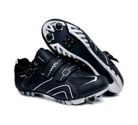 Mateju Zapatillas Ciclismo MTB Hombre Mujer, 36-47 EU Zapatillas Bicicleta de Montaña Hombre con Calas Respirables Antideslizantes para Deportes al Aire Libre (568 Negro Blanco,47)