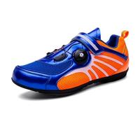 Mateju Zapatillas Ciclismo Sin Calas Hombre Mujer, 36-47 EU Zapatillas de Ciclismo Suela de Goma Hombre Respirables Antideslizantes para Deportes al Aire Libre (QX118 Azul y Naranja,40)