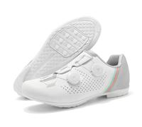 Mateju Zapatillas Ciclismo Sin Calas Hombre Mujer, 36-47 EU Zapatillas de Ciclismo Suela de Goma Hombre Respirables Antideslizantes para Deportes al Aire Libre (AT2 Gris Blanco,46)