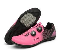 Mateju Zapatillas Ciclismo Sin Calas Hombre Mujer, 36-47 EU Zapatillas de Ciclismo Suela de Goma Hombre Respirables Antideslizantes para Deportes al Aire Libre (T25 Rosa,37)