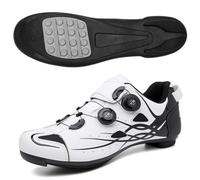 Mateju Zapatillas Ciclismo Sin Calas Hombre Mujer, 36-47 EU Zapatillas de Ciclismo Suela de Goma Hombre Respirables Antideslizantes para Deportes al Aire Libre (T398 Blanco,47)