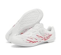 Mateju Zapatillas Ciclismo Sin Calas Hombre Mujer, 36-47 EU Zapatillas de Ciclismo Suela de Goma Hombre Respirables Antideslizantes para Deportes al Aire Libre (A19 Blanco Rojo,46)