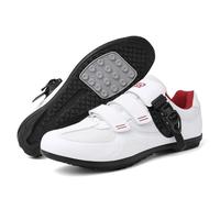 Mateju Zapatillas Ciclismo Sin Calas Hombre Mujer, 36-47 EU Zapatillas de Ciclismo Suela de Goma Hombre Respirables Antideslizantes para Deportes al Aire Libre (R6302 Blanco Rojo,40)