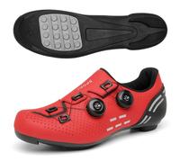 Mateju Zapatillas Ciclismo Sin Calas Hombre Mujer, 36-47 EU Zapatillas de Ciclismo Suela de Goma Hombre Respirables Antideslizantes para Deportes al Aire Libre (R2021 Rojo,46)