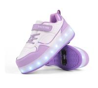 Mateju Zapatos con Ruedas Niñas Niños, Zapatillas con 4 Ruedas Ajustables, Zapatillas de Skateboarding Brillando Zapatillas de Correr al Aire Libre 2 en 1 para Niños y Adultos