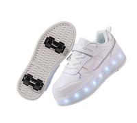 Mateju Zapatos con Ruedas Niñas Niños, Zapatillas con 4 Ruedas Ajustables, Zapatillas de Skateboarding Brillando Zapatillas de Correr al Aire Libre 2 en 1 para Niños y Adultos