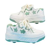 Mateju Zapatos con Ruedas Niño, 4 Ruedas Retráctiles 2 en 1 | Motivo de estrellas, Unisex ruedas desmontables, zapatillas transpirables deportivas, para adolescentes