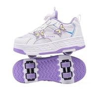 Mateju Zapatos con Ruedas para Niña Patines con 4 Ruedas Retirable Zapatillas Deportivas al Aire Libre, Mariposa Zapatillas de Skateboarding Niñas Niños Adulto (Morado,40)