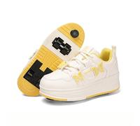 Mateju Zapatos con Ruedas para Niña Patines con 4 Ruedas, Retráctil Zapatillas Deportivas al Aire Libre, Mariposa Zapatillas de Skateboarding Niñas Niños Adulto (Amarillo,39)