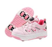 Mateju Zapatos con Ruedas para Niñas Niños, 2 en 1 Patines Multiusos Zapatillas Deportivas al Aire Libre Moda con 4 Ruedas, Calzado de Skateboarding Transpirables Unisex (Rosa,39)