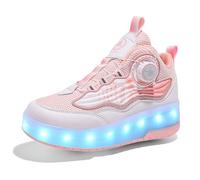 Mateju Zapatos con Ruedas para Niñas Niños Patines con 4 Ruedas Retirable y LED Luces Zapatillas Deportivas al Aire Libre, Zapatillas de Skateboarding Niña y Niño 29-42 EU (Rosa,37)