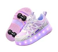 Mateju Zapatos con Ruedas para Niñas Niños, Patines con 4 Ruedas Retirable, Zapatillas de Skateboarding Brillar en la Noche, Zapatillas Deportivas al Aire Libre Multiusos