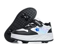 Mateju Zapatos con Ruedas para Niñas Niños, Patines con 4 Ruedas Retirable, Zapatillas de Skateboarding con Estrella Brillante, Zapatillas Deportivas al Aire Libre Multiusos