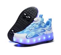 Mateju Zapatos con Ruedas para Niñas Niños, Patines con 4 Ruedas Retirable, Zapatillas de Skateboarding Brillar en la Noche, Zapatillas Deportivas al Aire Libre Multiusos