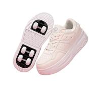 Mateju Zapatos con Ruedas para Niñas Niños Patines con 6 Ruedas Retirable Zapatillas Deportivas al Aire Libre, Multiusos 2 en 1 Zapatillas de Skateboarding Niña y Niño (Blanco,38)