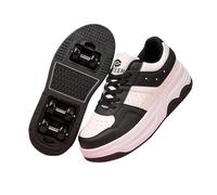 Mateju Zapatos con Ruedas para Niñas Niños Patines con 6 Ruedas Retirable Zapatillas Deportivas al Aire Libre, Multiusos 2 en 1 Zapatillas de Skateboarding Niña y Niño (Negro,30)