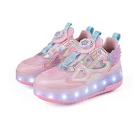 Mateju Zapatos con Ruedas para Niñas, Patines con Dos Ruedas Retráctil, Zapatillas Brillantes Moda Zapatillas de Skateboarding Zapatillas Deportivas al Aire Libre