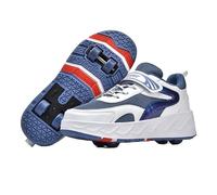 Mateju Zapatos con Ruedas para Niños y Niñas - Deportivas Skateboard Sneakers con Ruedas Retráctiles - Zapatillas de Gimnasia para Chicos y Chicas - 35 EU Azul