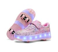 Mateju Zapatos con Ruedas para Niños y Niñas, Patines Brillantes con 4 Ruedas Retirable, Moda Zapatillas de Skateboarding 2 en 1 Zapatillas Deportivas al Aire Libre