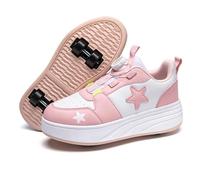 Mateju Zapatos con Ruedas para Niños y Niñas, Patines Estrella Moda con 4 Ruedas Retráctil, Zapatillas Deportivas al Aire Libre Zapatillas de Skateboarding 2 en 1 Multiusos