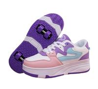 Mateju Zapatos con Ruedas para Niños y Niñas, Patines Multiusos 2 en 1, Zapatillas Deportivas al Aire Libre con 4 Ruedas Retráctil, Zapatillas de Skateboarding de Moda