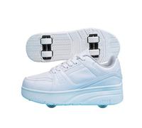 Mateju Zapatos con Ruedas para y Niñas, Patines Multiusos 2 en 1, Zapatillas Deportivas al Aire Libre Retráctil con 4 Ruedas, Zapatillas de Skateboarding Niña Niño 36 EU Blanco