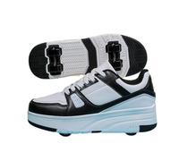 Mateju Zapatos con Ruedas para y Niñas, Patines Multiusos 2 en 1, Zapatillas Deportivas al Aire Libre Retráctil con 4 Ruedas, Zapatillas de Skateboarding Niña Niño 35 EU Negro