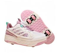 Mateju Zapatos con Ruedas y Luces para Niñas Niños, 2 en 1 Zapatillas Deportivas Patines con 4 Ruedas, Elegantes y Transpirables Unisex Zapatillas de Skateboard al Aire Libre (Rosa,35)