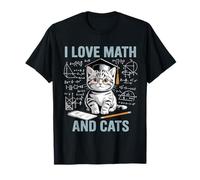 Matemáticas Amante de los Gatos Divertido Profesor de Matemáticas I Love Math and Cats Camiseta