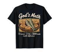 Matemáticas de Dios 5 Panes 2 Pescado 5000 Comidas Cristiano Jesús Biblia Camiseta