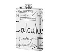 Matemáticas Geometría Geek Cálculo,Frasco de acero inoxidable 304 de 8 oz con funda de cuero sintético, frasco de bolsillo para licor plano para exteriores