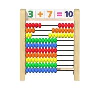 Matemáticas infantiles con cuentas de colores, 10 bloques de conteo de madera, herramientas educativas para niños a partir de 3 años, ideal para promover habilidades de cálculo temprano (blanco, 24 x