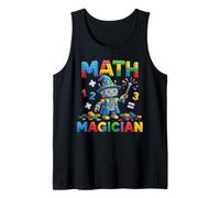 Matemáticas Mago Robot Bloque Constructor Asistente Camiseta sin Mangas