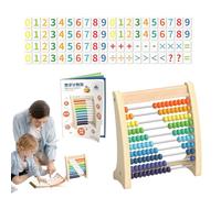 Matemáticas,para niños Matemáticas - Juguete de conteo matemático de madera,Marco para contar de madera de 10 filas con cuentas - Enseñar a contar, sumar y restar, juguetes matemáticos