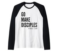 Mateo 28:19 Go Make Discípulos Escritura Biblia Cristiana Camiseta Manga Raglan