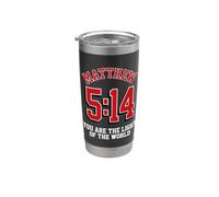 Mateo 5:14 Tú eres la luz del mundo | Verso Bíblico Vaso térmico de acero inoxidable de doble pared