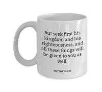 Mateo 6:33 Mas Buscad Primeramente El Reino De Dios Y Su Justicia Taza Porcelana Taza De Café Cerámica Tazas Para Cacao Leche Hogar 330Ml