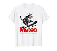 MATEO - hermoso nombre de niño con gato y monopatín Camiseta