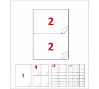 MATEOFI. 200 etiquetas adhesivas a4 para imprimir. 100 hojas, con 2 etiquetas 21 x 14.8 cm por hoja. Aptas para impresoras, fotocopiadoras y escritura manual.Papel pegatina