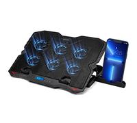 MATEPROX Base Refrigeradora Portatil para Gaming Portátil, Macbook, con 5 Alturas Ajustables 6 Ventiladores y Soporte Teléfono Ventilador Refrigeración para Portátiles de 15,6-17,3"