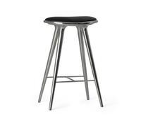 Mater High stool taburete Mater alto 74 cm piel negra. base de aluminio