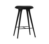 Mater High stool taburete Mater alto 74 cm piel negra. base de haya teñida negra