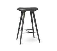 Mater High stool taburete Mater alto 74 cm piel negra. base de roble sirkagrey