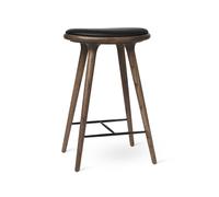Mater High stool taburete Mater alto 74 cm piel negra. base de roble teñido oscuro
