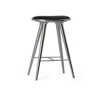 Mater High stool taburete Mater bajo 69 cm piel negra. base de aluminio