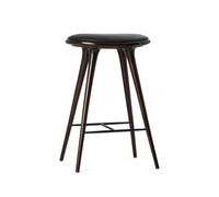 Mater High stool taburete Mater bajo 69 cm piel negra. base de haya teñida marrón
