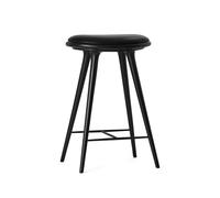 Mater High stool taburete Mater bajo 69 cm piel negra. base de haya teñida negra