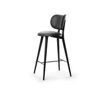 Mater Taburete Mater High Stool Backrest alto piel negra. base de haya teñida negra