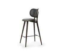Mater Taburete Mater High Stool Backrest alto piel negra. base de roble sirka grey
