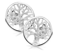 Materia 925 - Pendientes de plata con diseño de árbol de la vida, para mujer, pendientes con el árbol de la vida, 14 mm de diámetro, incluye caja #SO-179